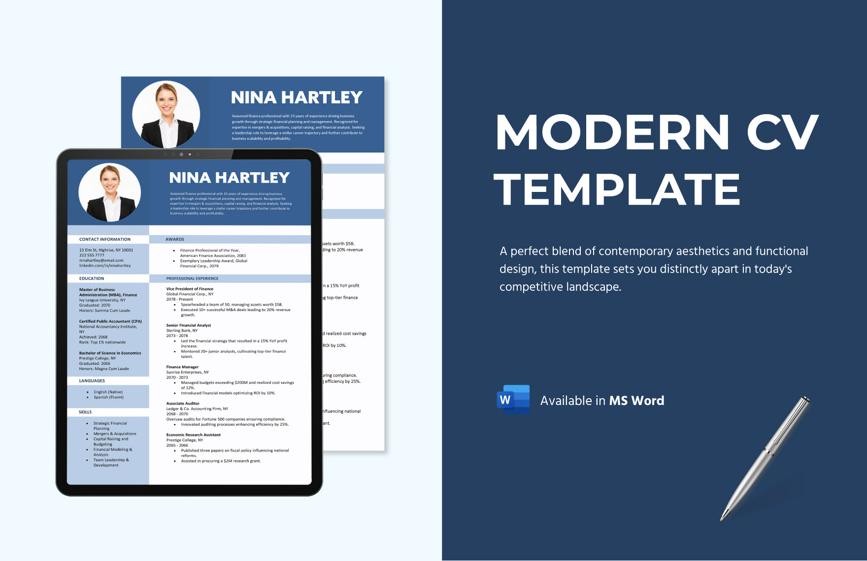 Modern CV Template In Google Docs Word Download Template Modern CV Template In Google Docs Word Download Template