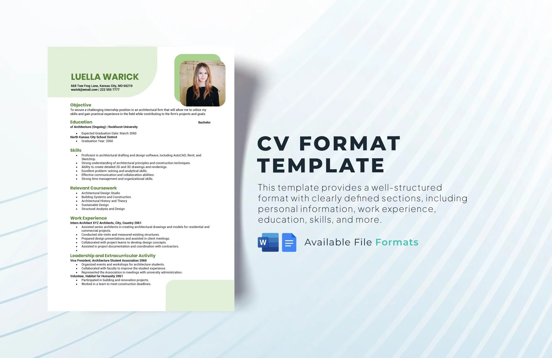 Free CV Format Template in Word, Google Docs, Apple Pages