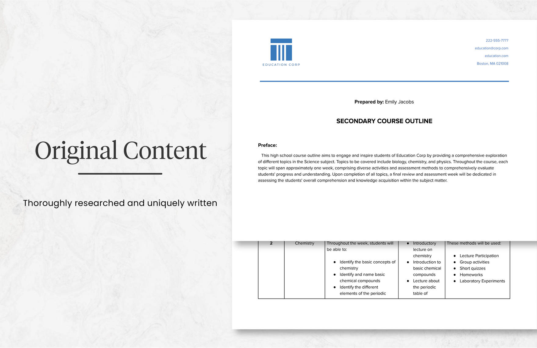 Secondary Course Outline Template