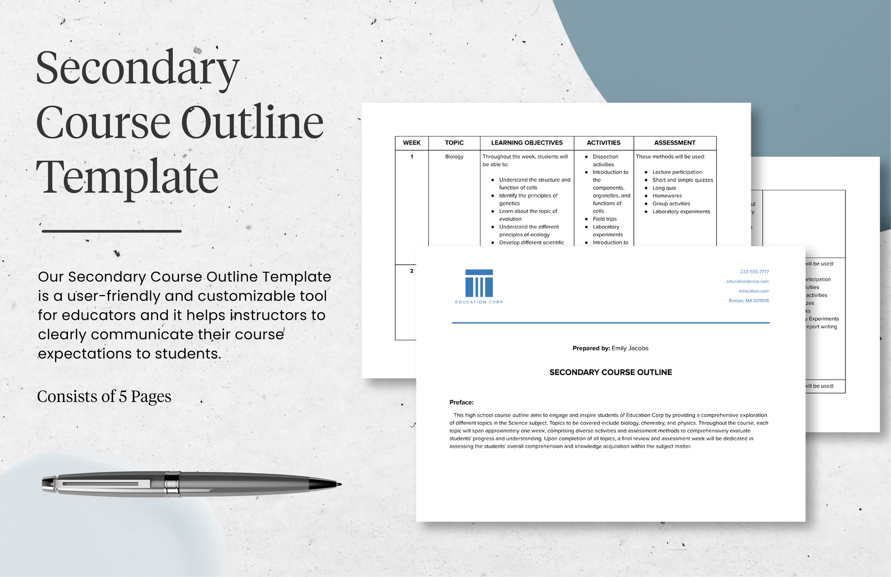 Secondary Course Outline Template In Word Google Docs Download 