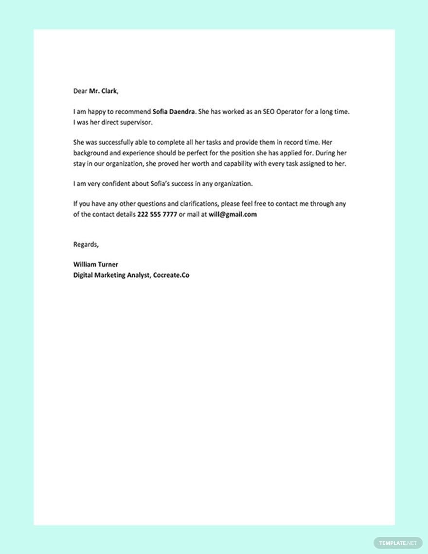 Employment Reference Letter Template
