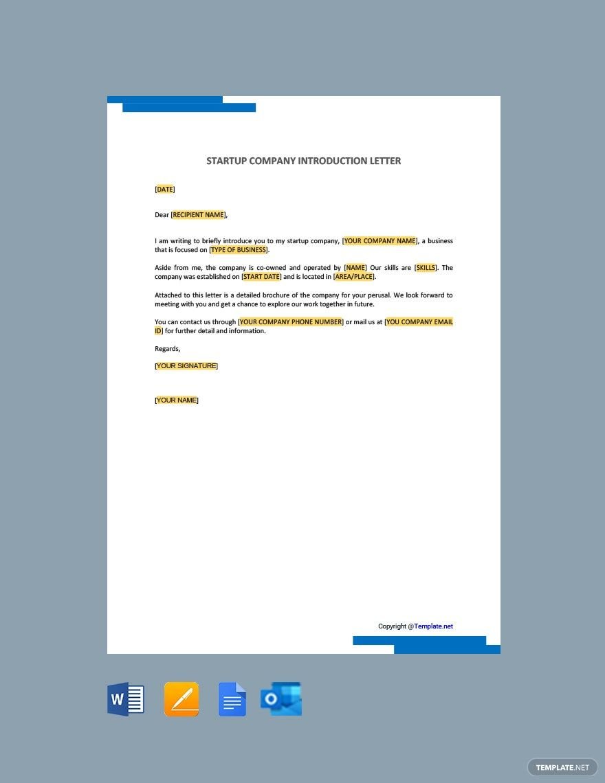 Startup Company Introduction Letter Template