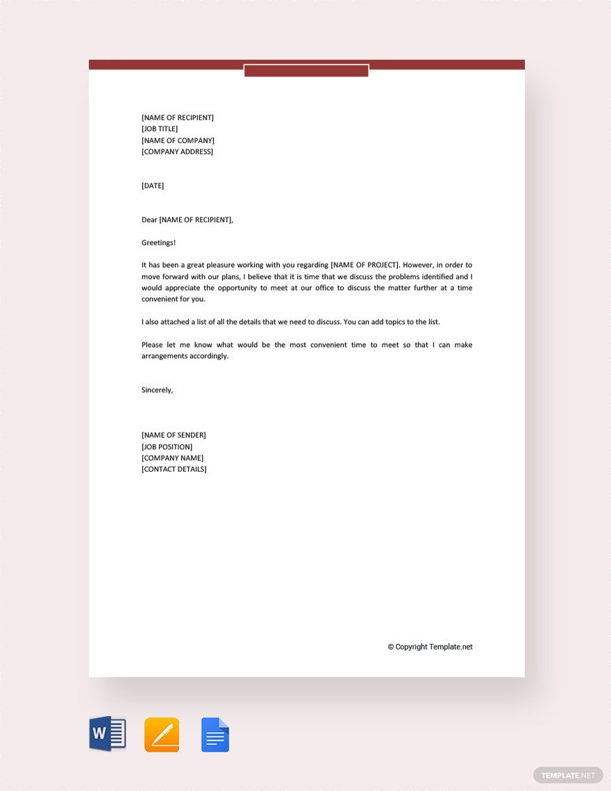 Free Simple Business Meeting Invitation Letter in Word, Google Docs, PDF, Apple Pages