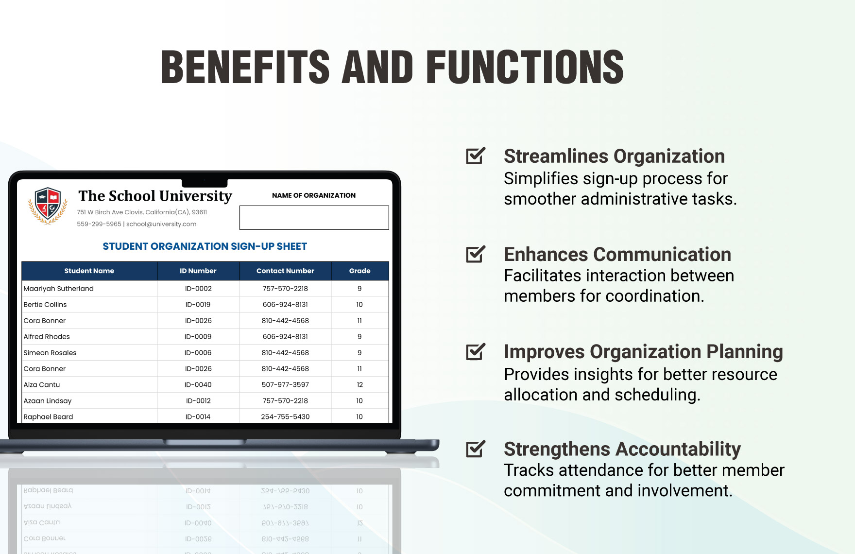 Student Organization Sign-up Sheet Template