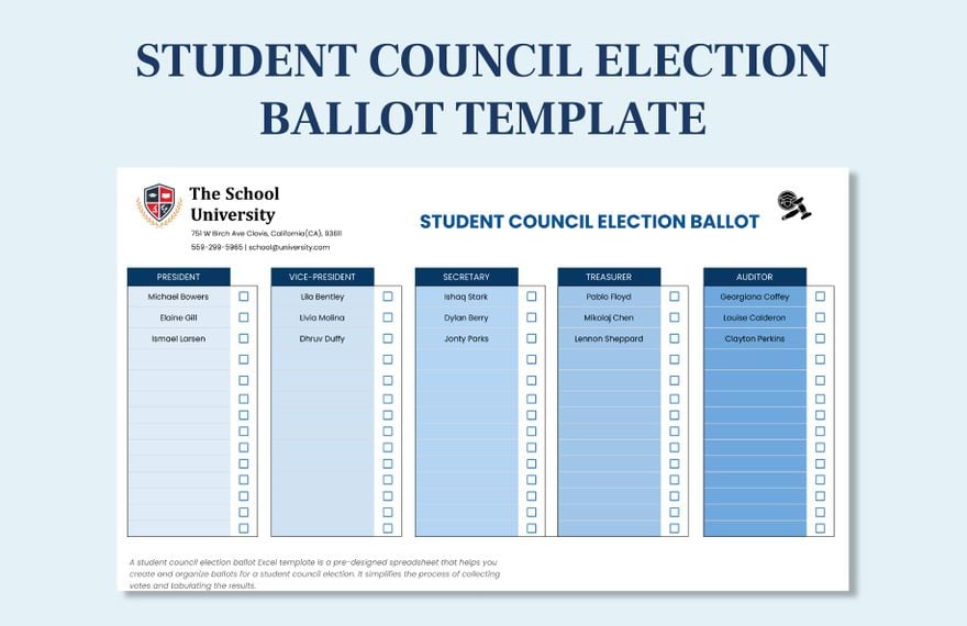 Student Council Election Ballot Template
