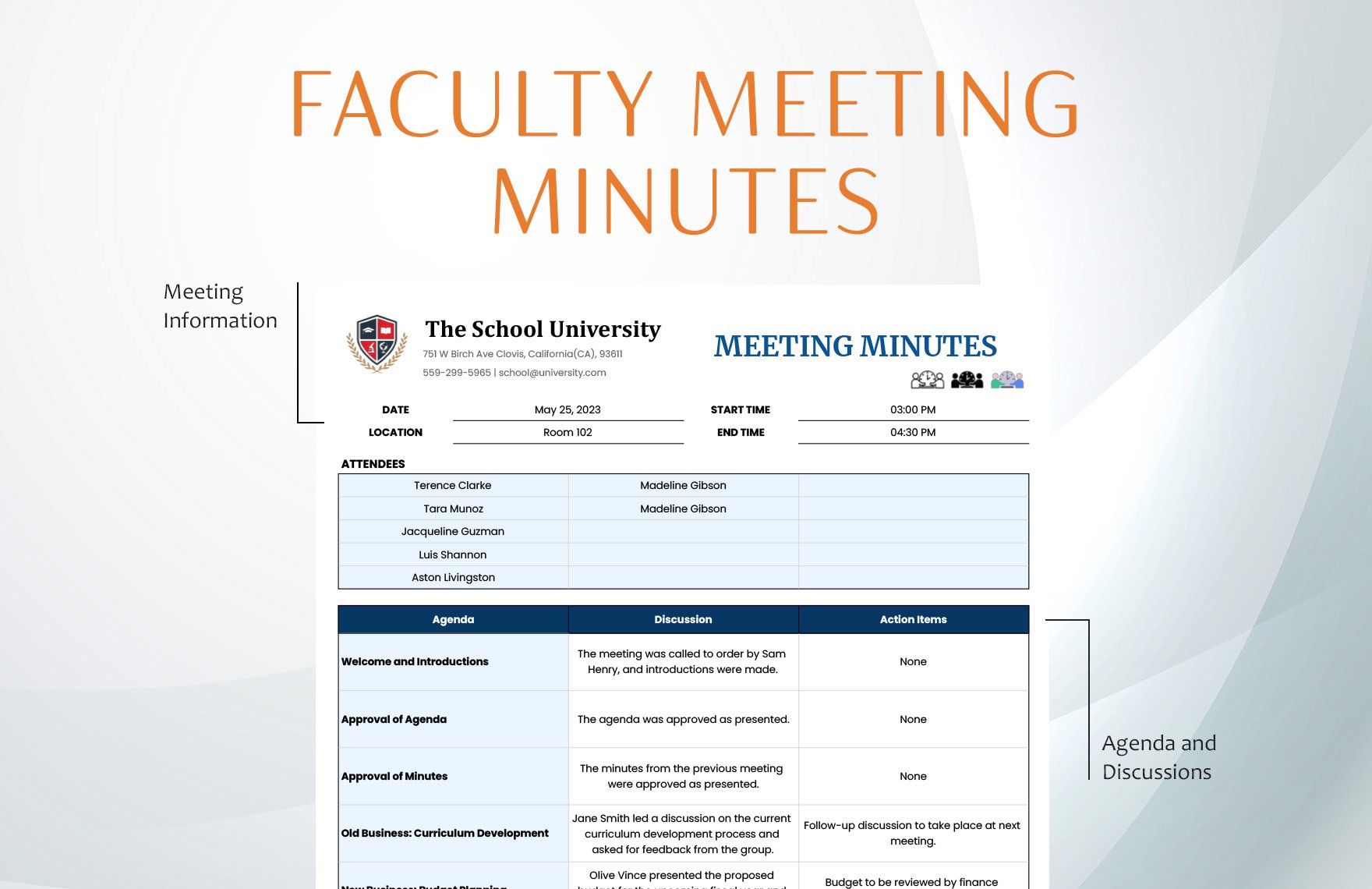 Faculty  Meeting Minutes Template