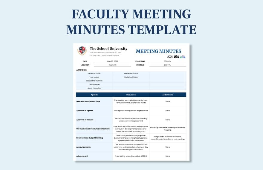Faculty  Meeting Minutes Template