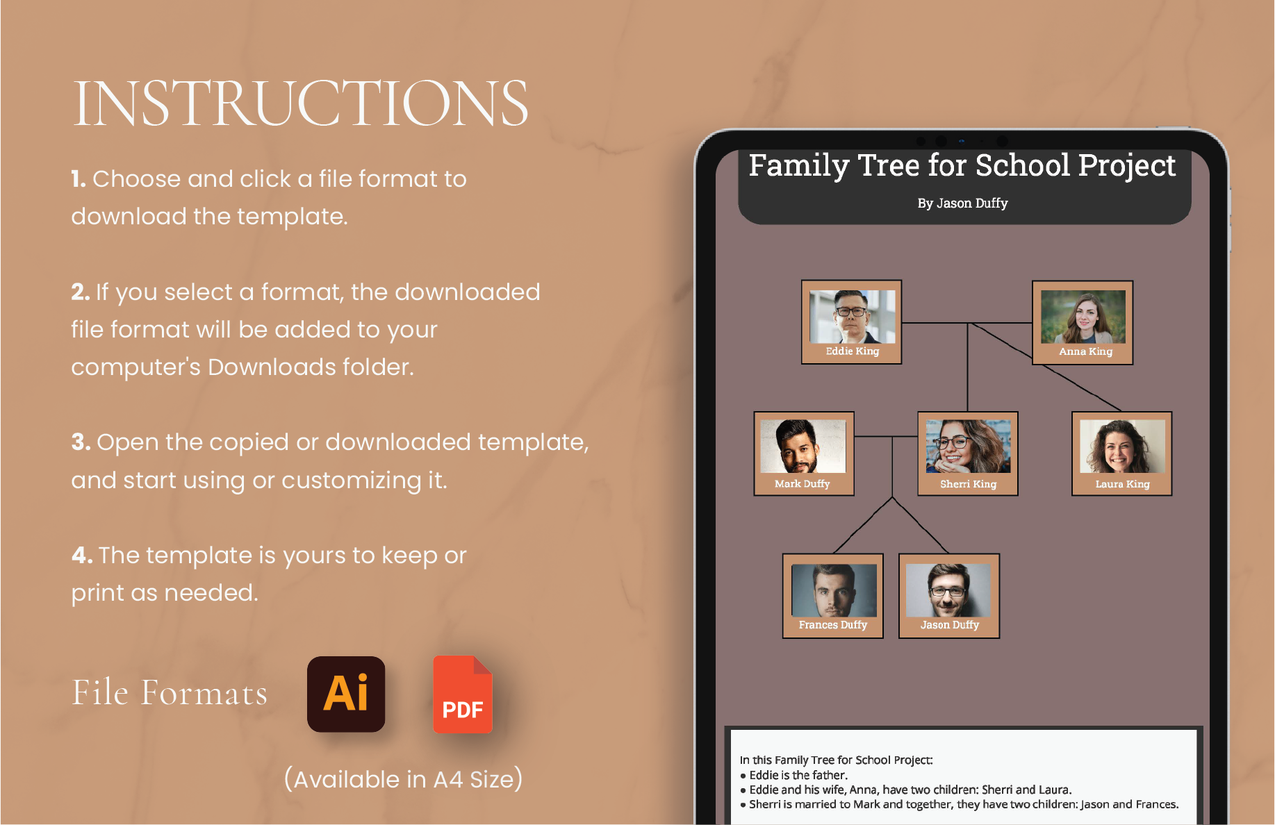 Family Tree for School Project Template - Illustrator, PDF | Template.net