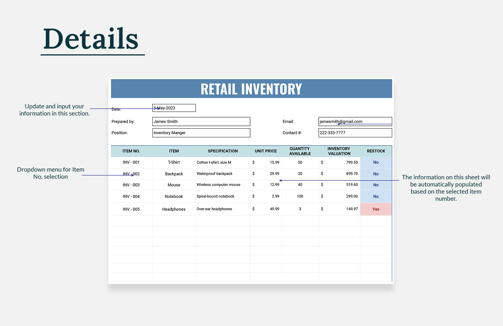 Retail Inventory Template