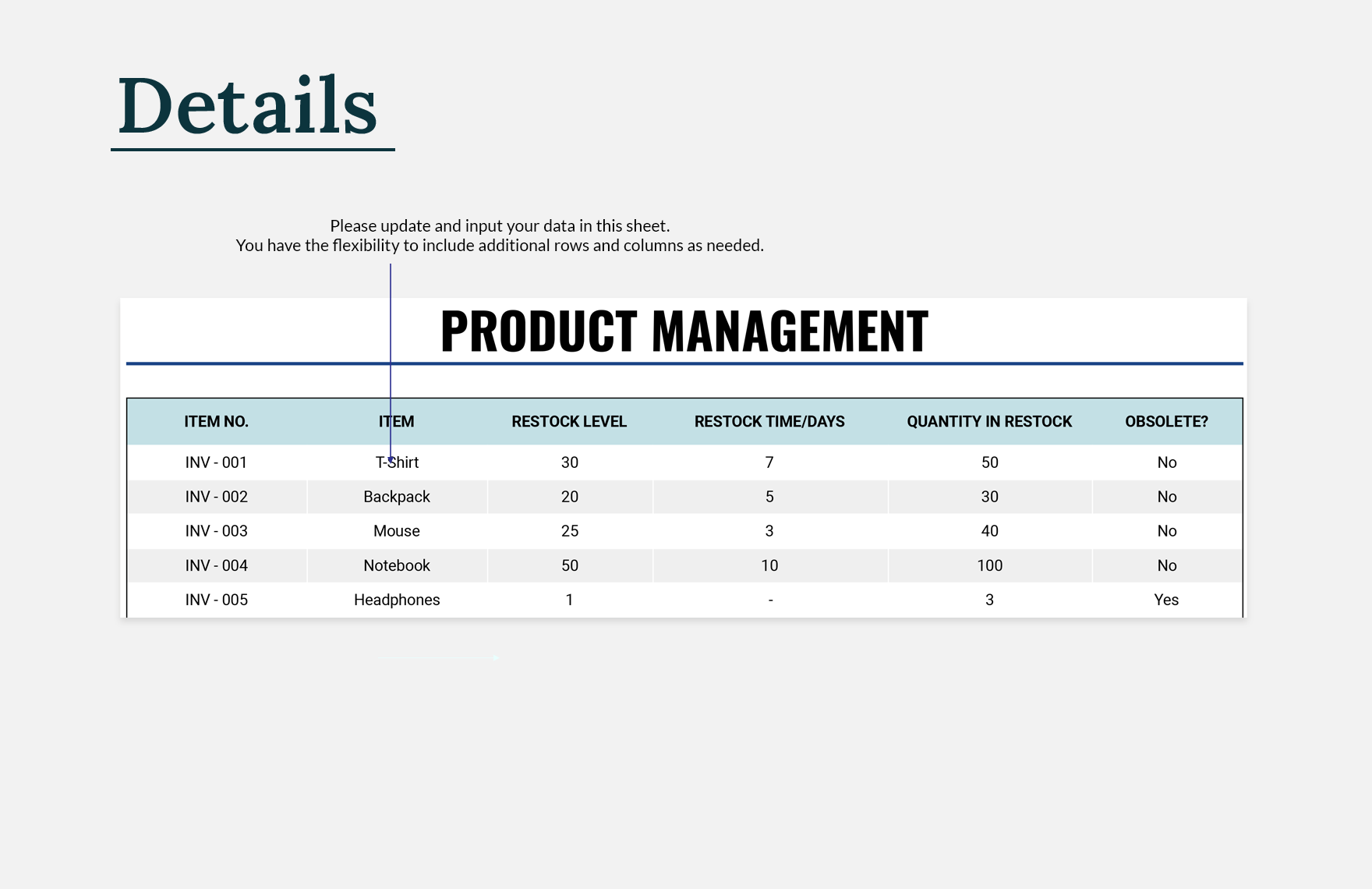 Retail Inventory Template