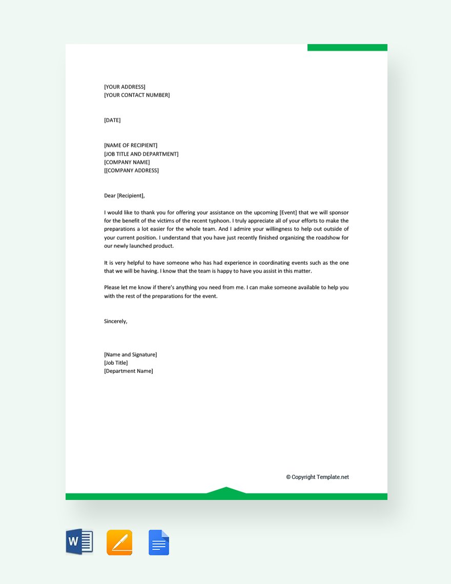 Professional Thank You Letter for support Template