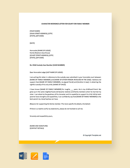 Good Character Reference Letter For Court Sample