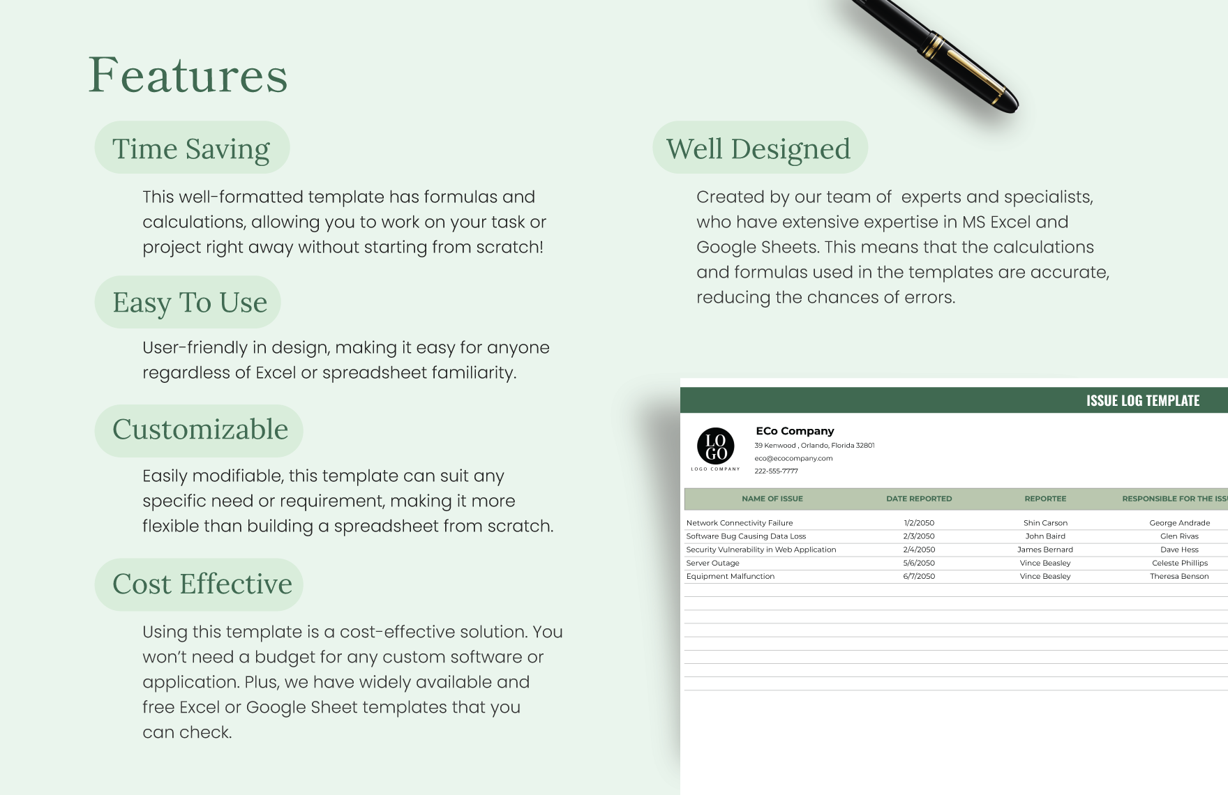 Free Project Management Issue Log Template Download In Excel Google Sheets Template Net