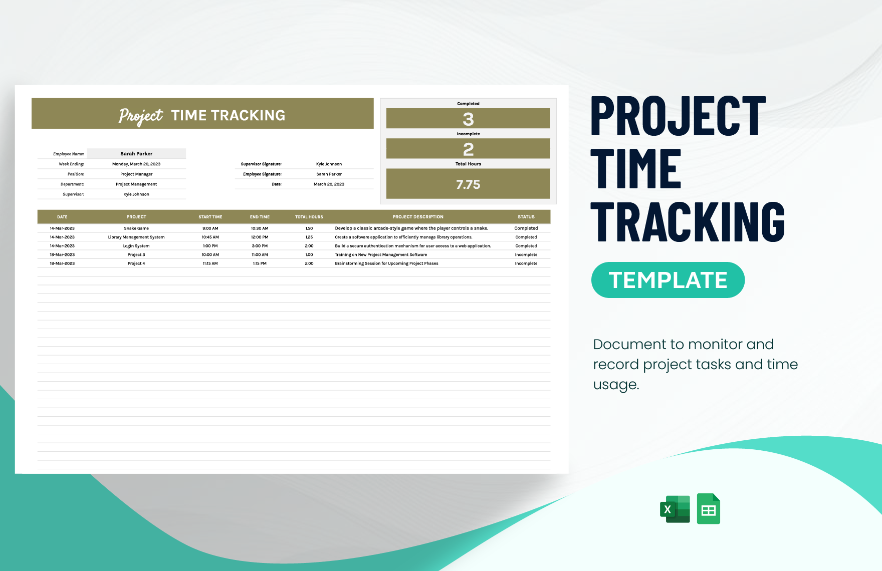 Project Time Tracking Template