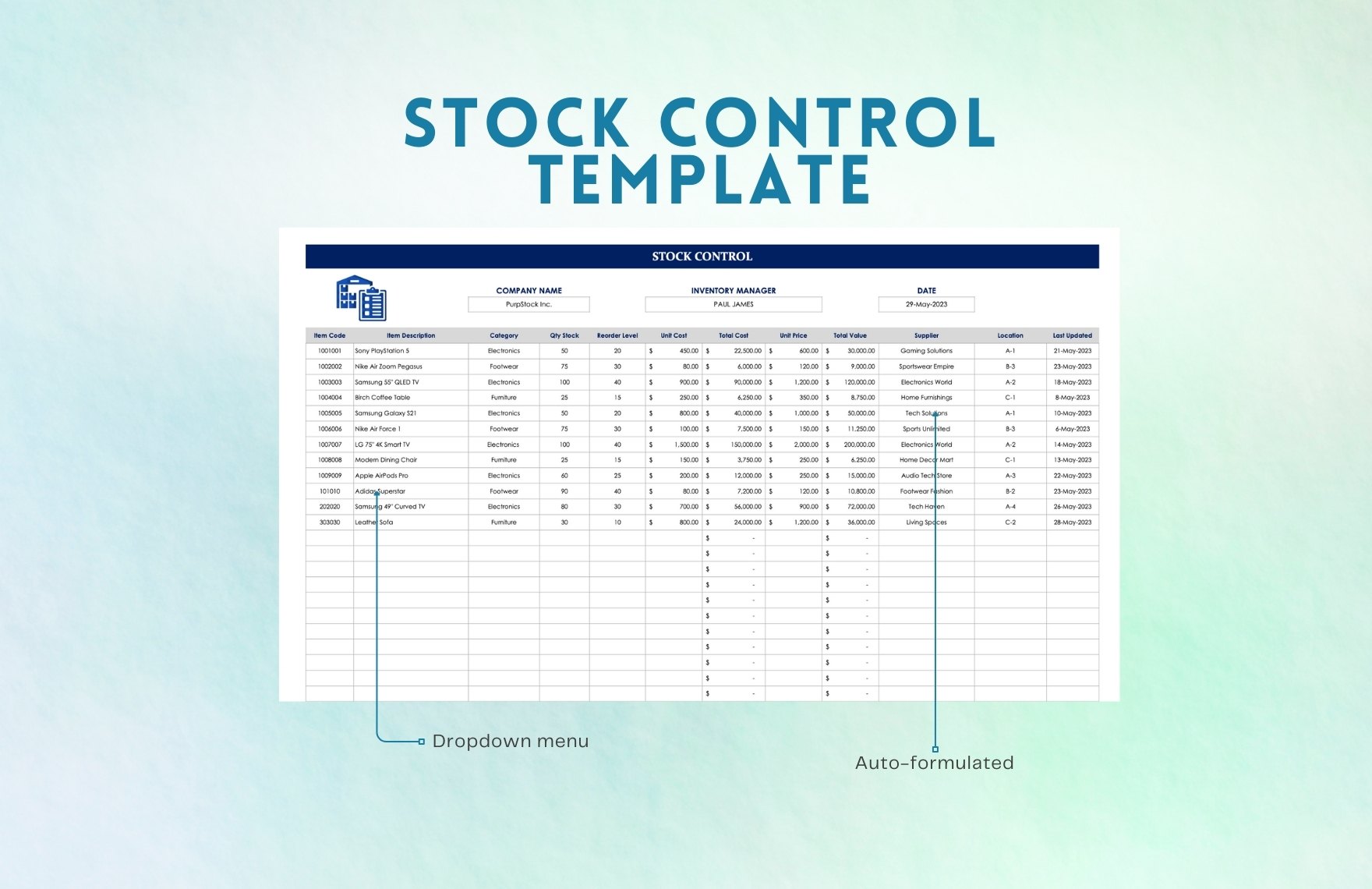Stock Control Template
