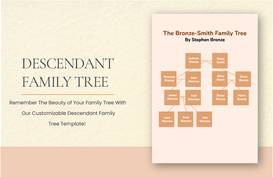 Descendant Family Tree Template Illustrator PDF Template