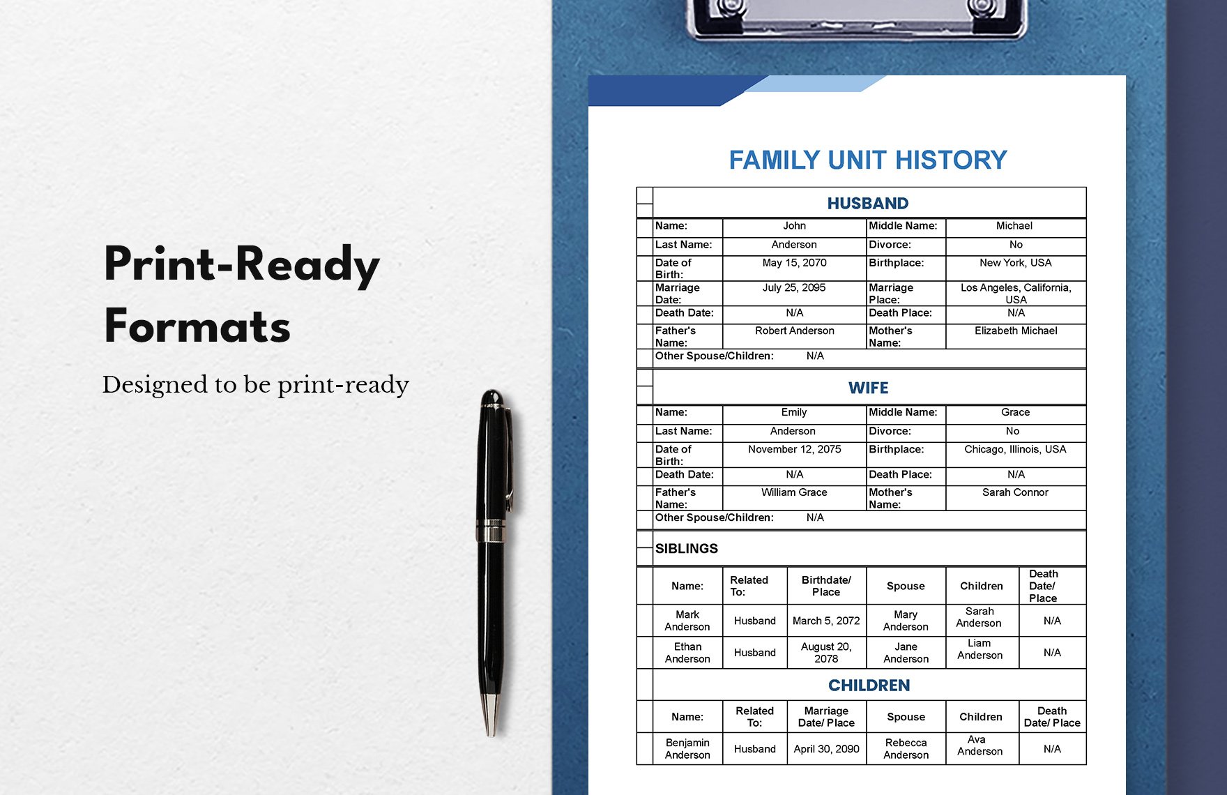 Family Unit History Template