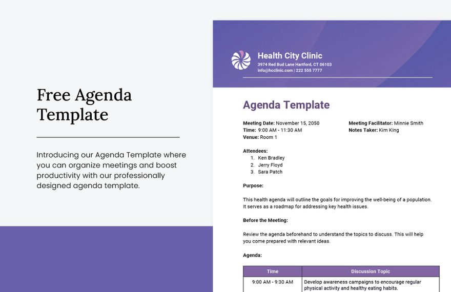 google agenda template