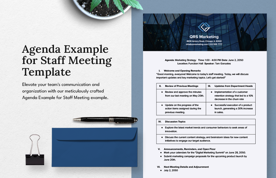 Agenda Example for Staff Meeting Template