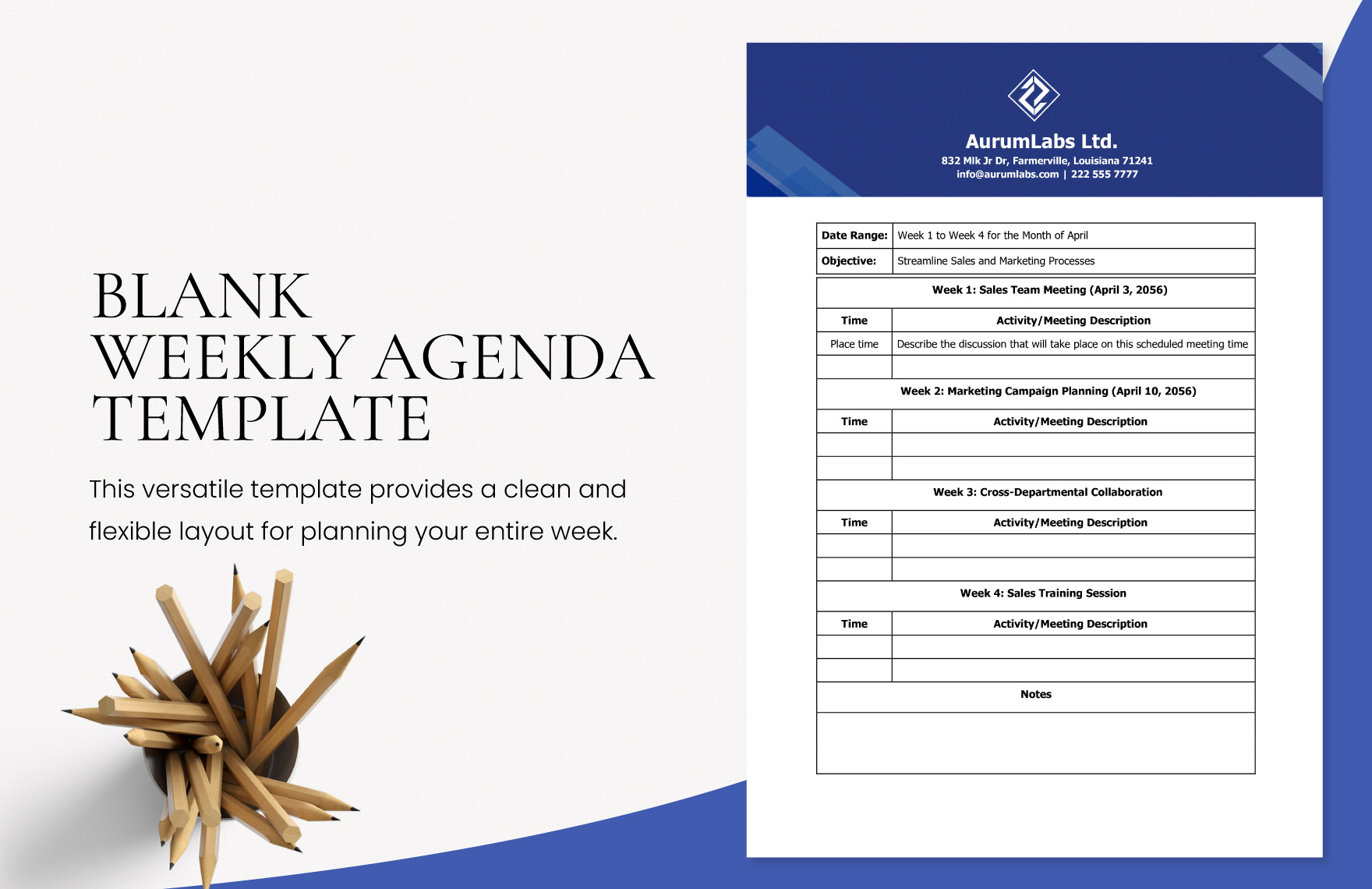 Blank Weekly Agenda Template Download In Word Google Docs Template