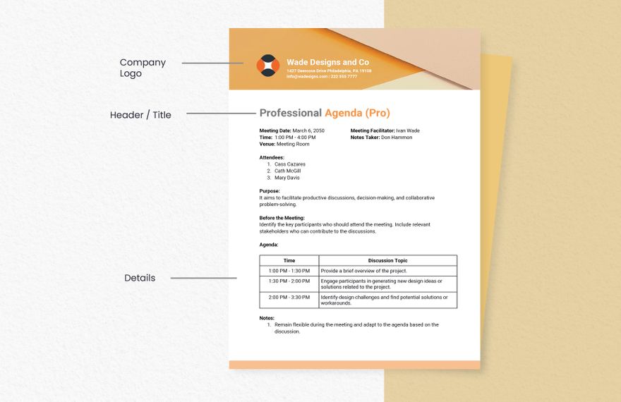 Professional Agenda Template Google Docs Word Template net