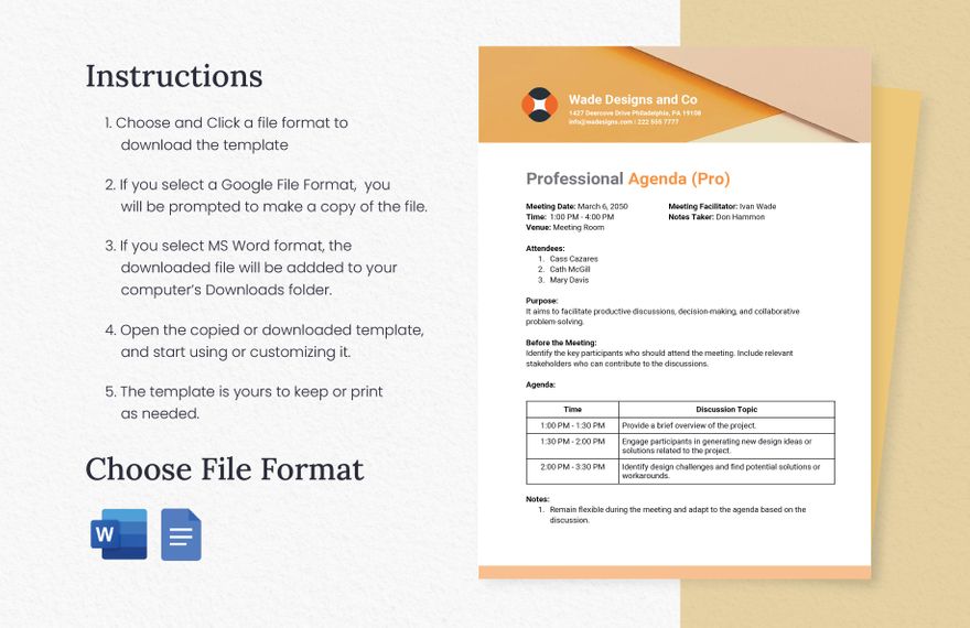 Professional Agenda Template Google Docs Word Template net