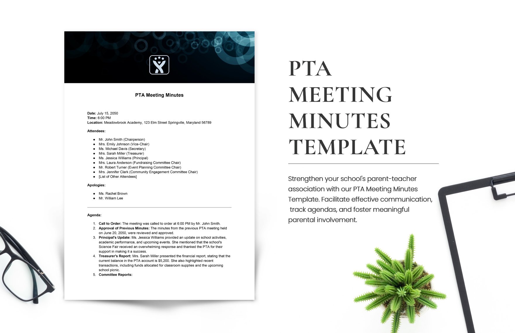 PTA Meeting Minutes Template 