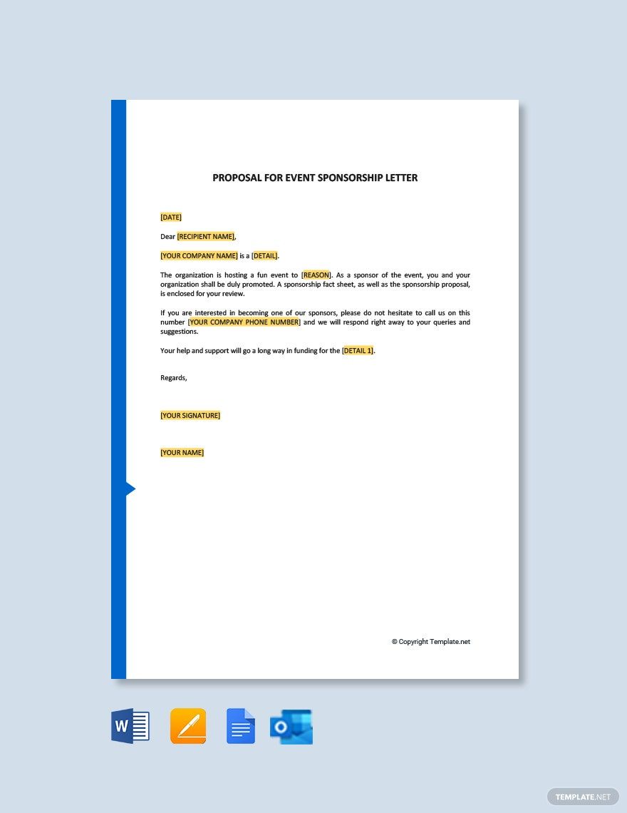 Proposal for Event Sponsorship Letter Template in Word, Google Docs, Apple Pages, Outlook