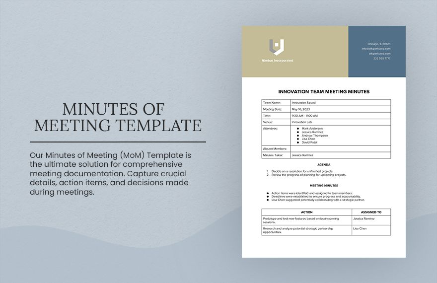 Minutes of Meeting (MoM) Template - Google Docs, Word | Template.net