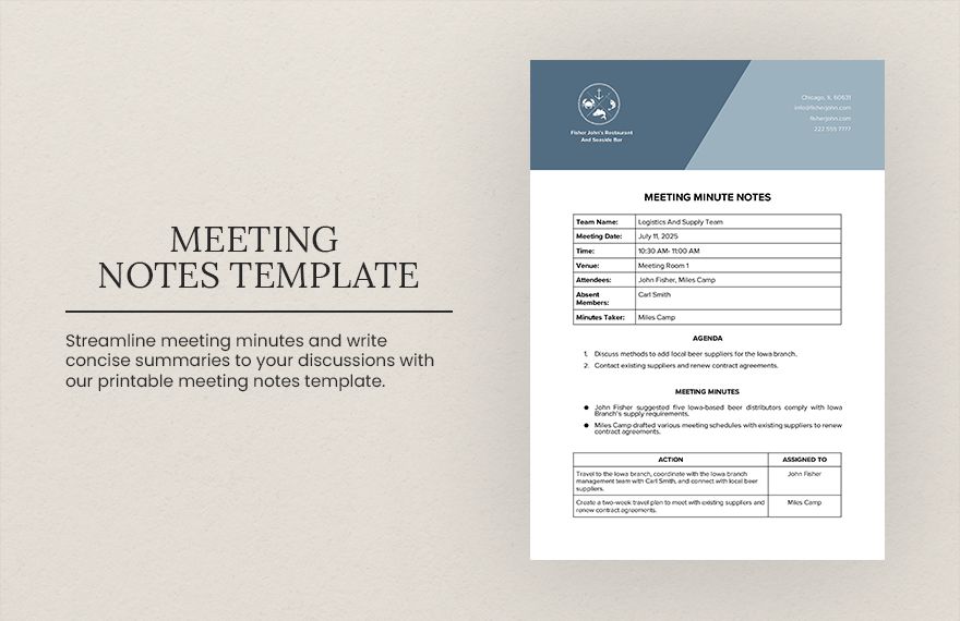 Printable Meeting Notes Template Word