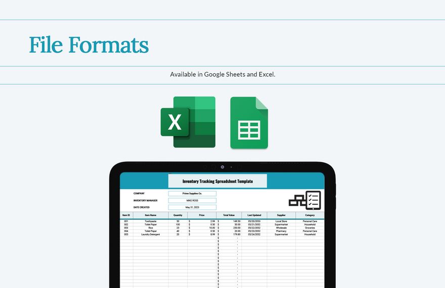 Inventory Tracking Spreadsheet Template - Google Sheets, Excel ...