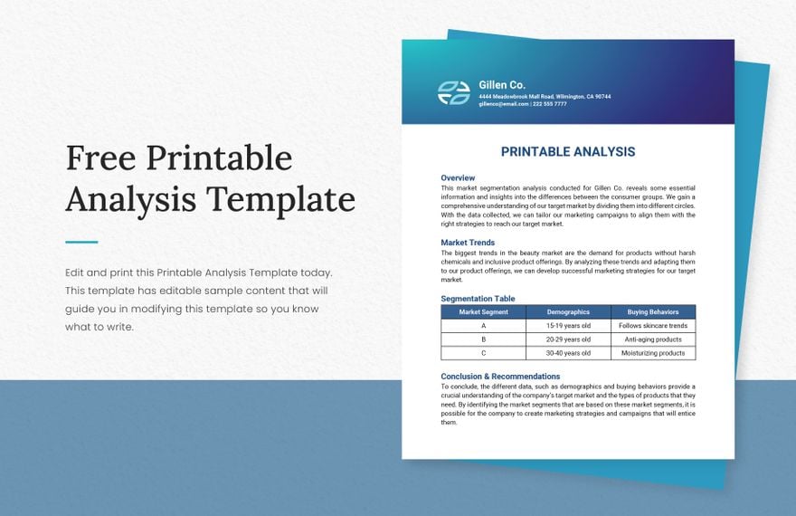 Free Printable Analysis Template