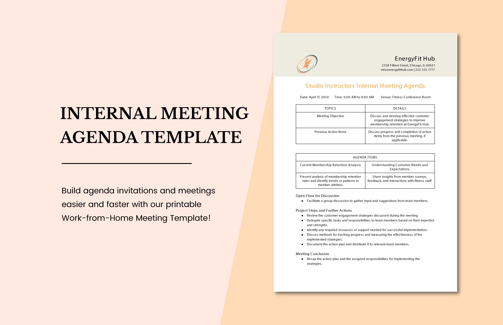 Internal Meeting Agenda Template