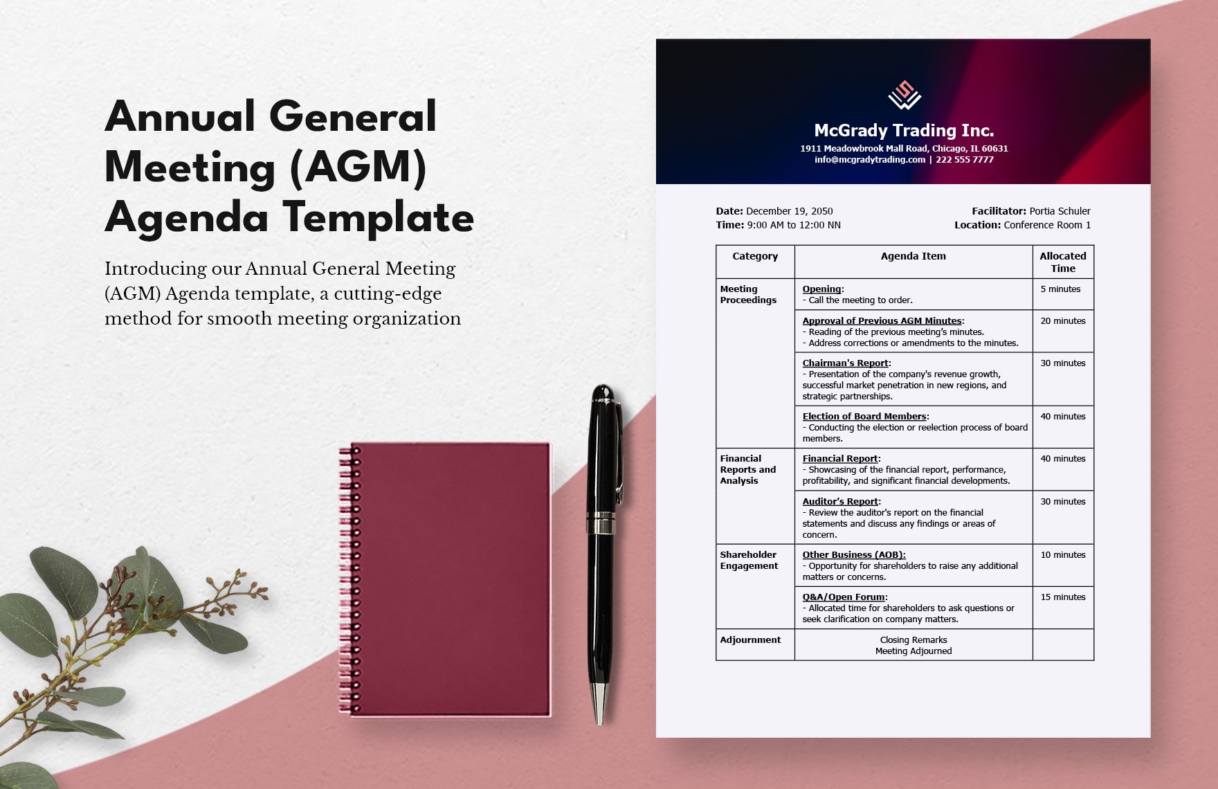 Annual General Meeting (AGM) Agenda Template