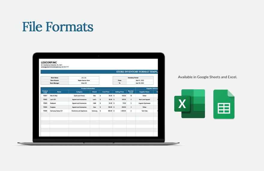 Store Inventory Format Template - Excel, Google Sheets | Template.net