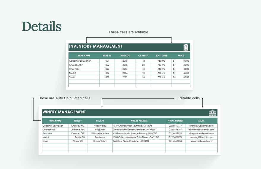 Wine Inventory Spreadsheet Template in Excel Google Sheets Download