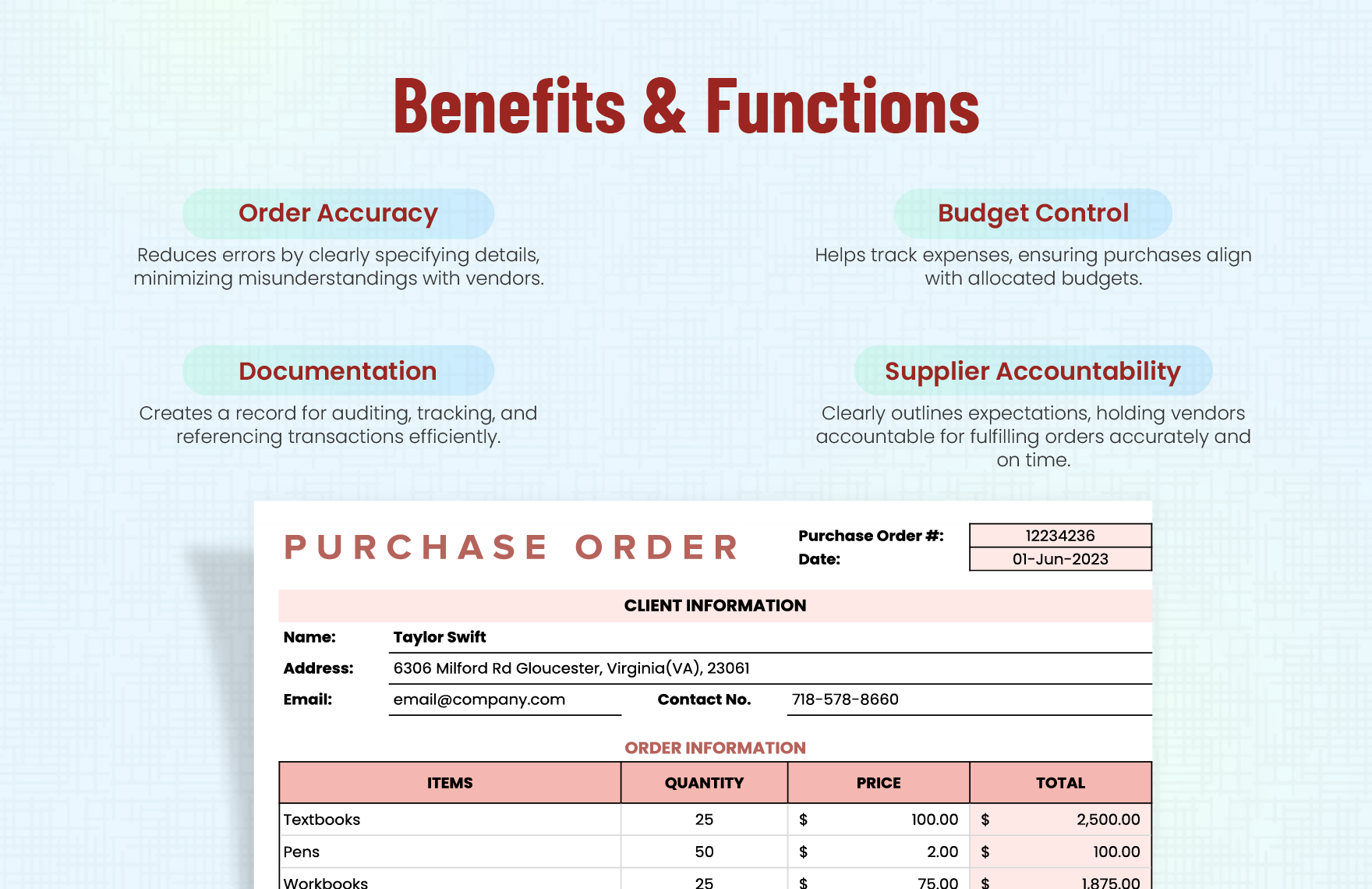 Purchase  Order Form Template