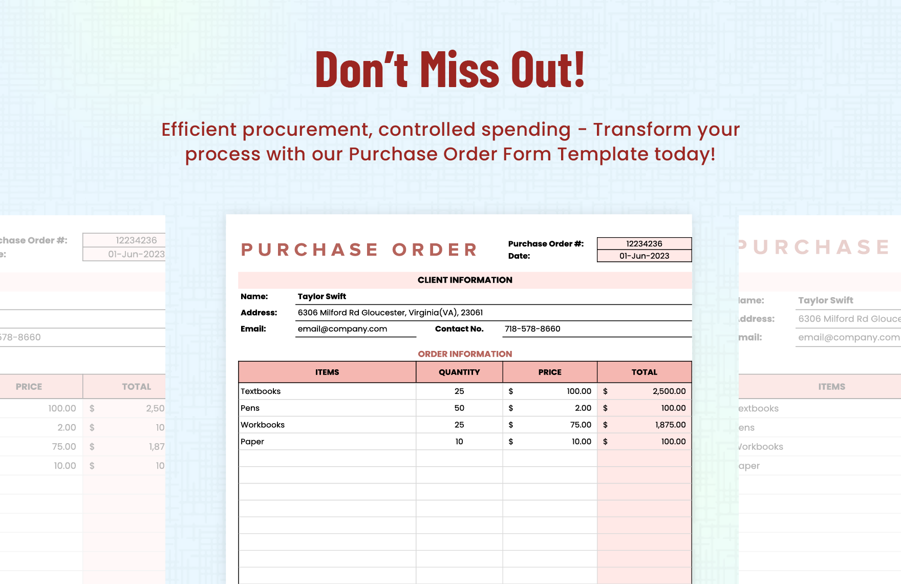 Purchase  Order Form Template