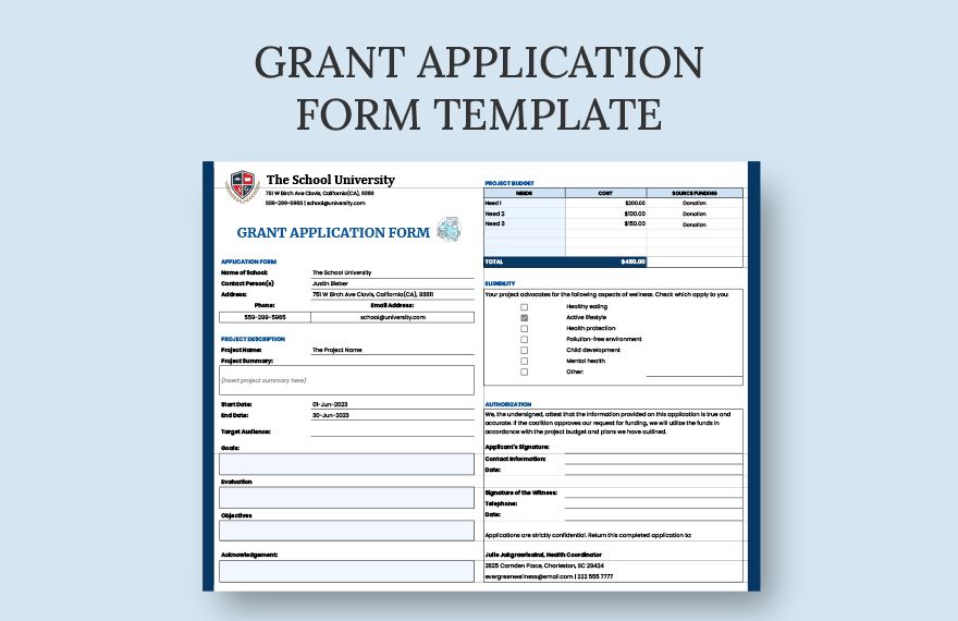 Grant Application Form Template Google Sheets Excel Template