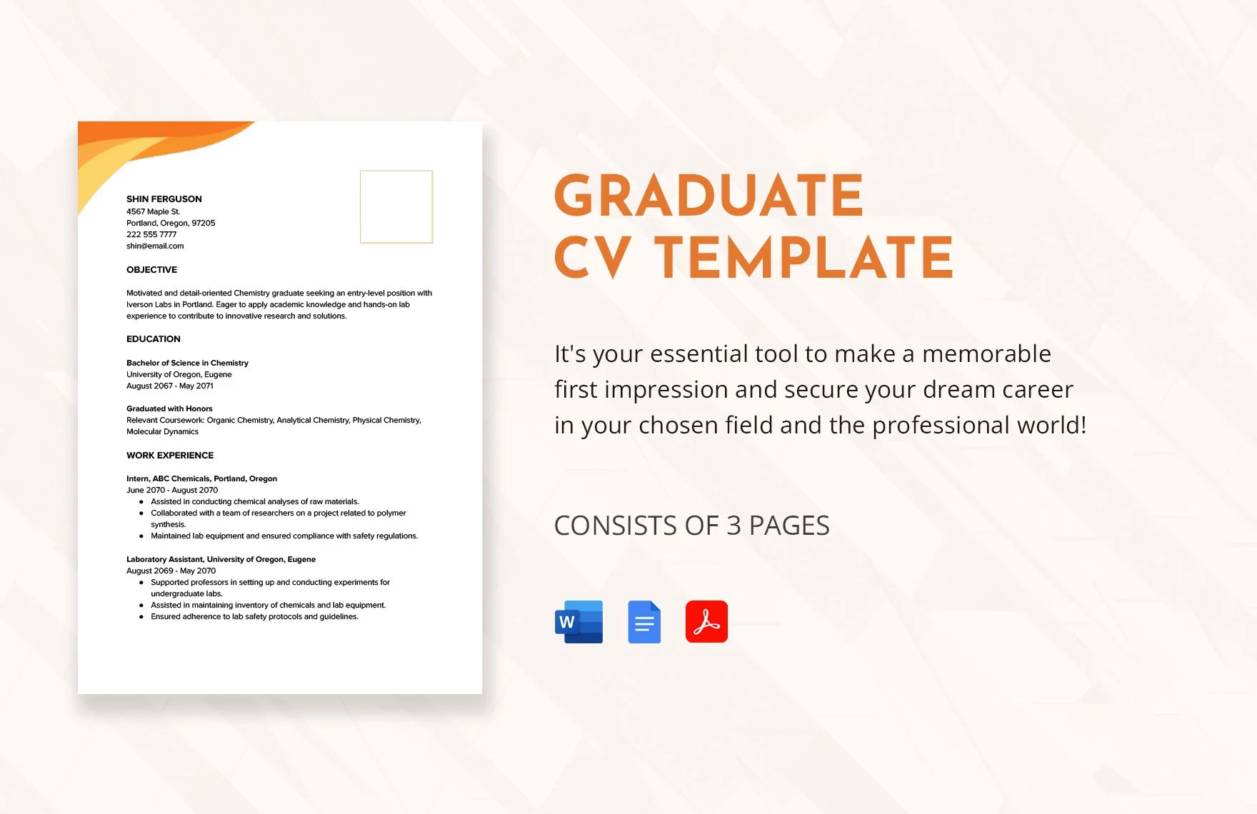 Free Graduate CV Template in Word, Google Docs, PDF