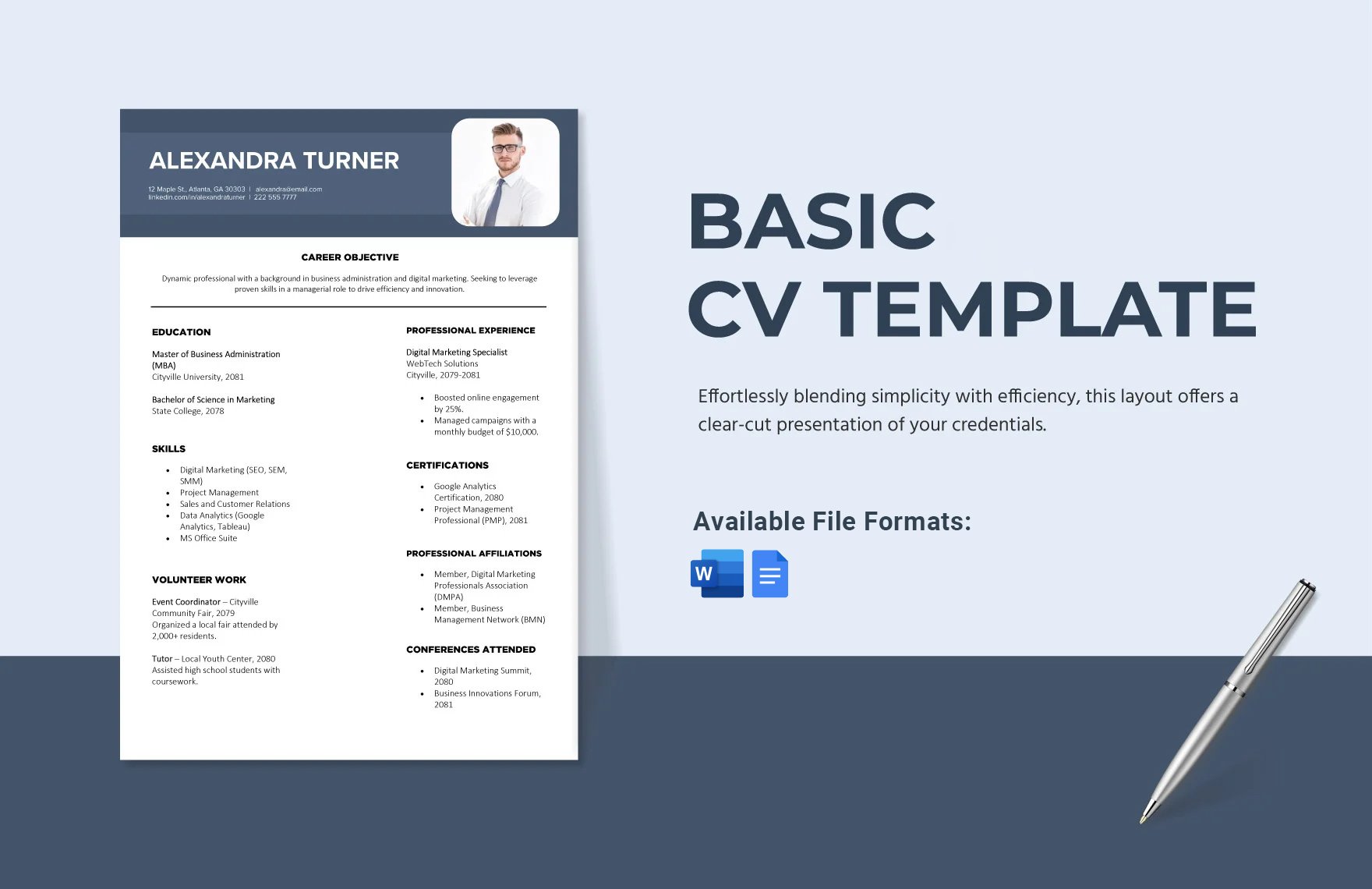Free Basic CV Template in Word, Google Docs