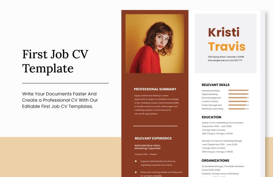 First Job CV Template