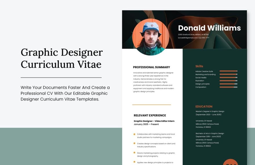 Free Graphic Designer Curriculum Vitae Template