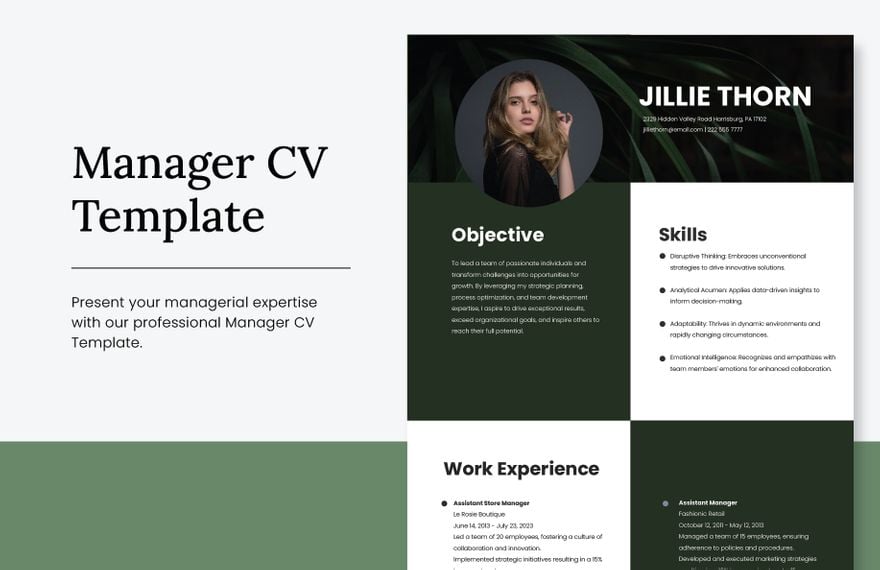 Manager CV Template in Word, Google Docs