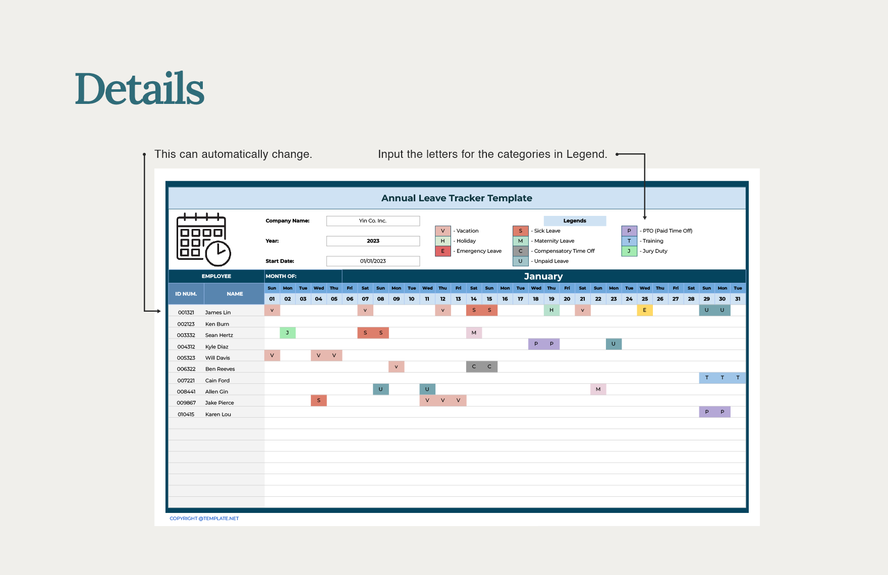 Annual Leave Tracker Template in Excel, Google Sheets Download