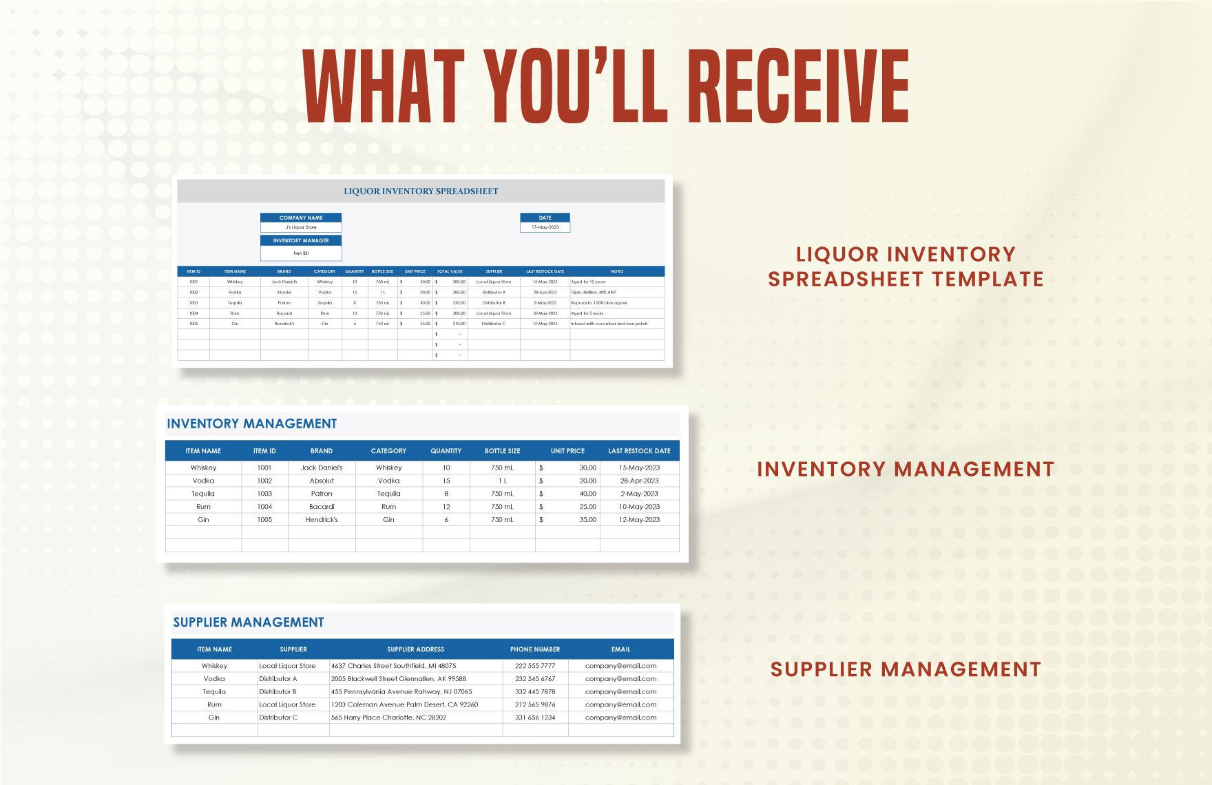Liquor Inventory Spreadsheet Template