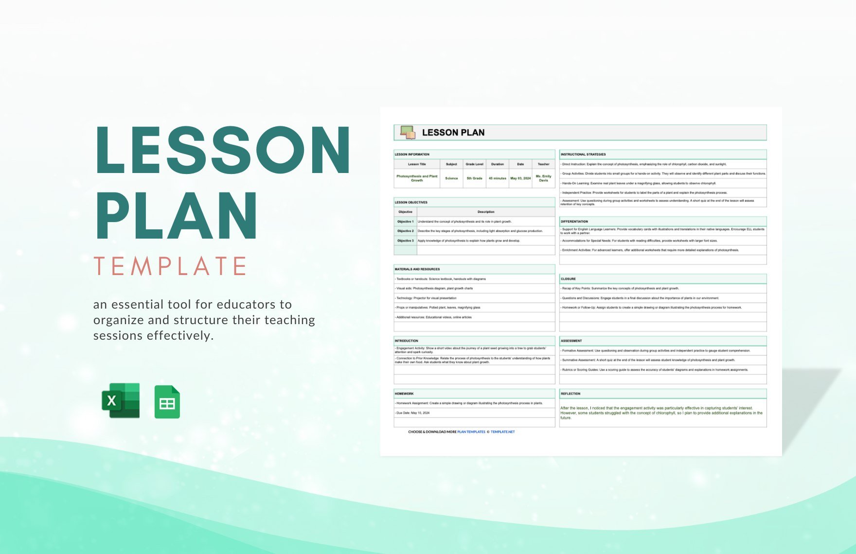 Free Lesson Plan Template in Excel, Google Sheets