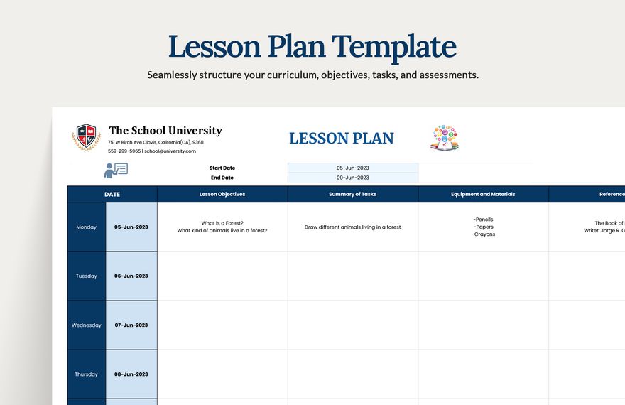 Lesson Plan Template Google Sheets Excel Template