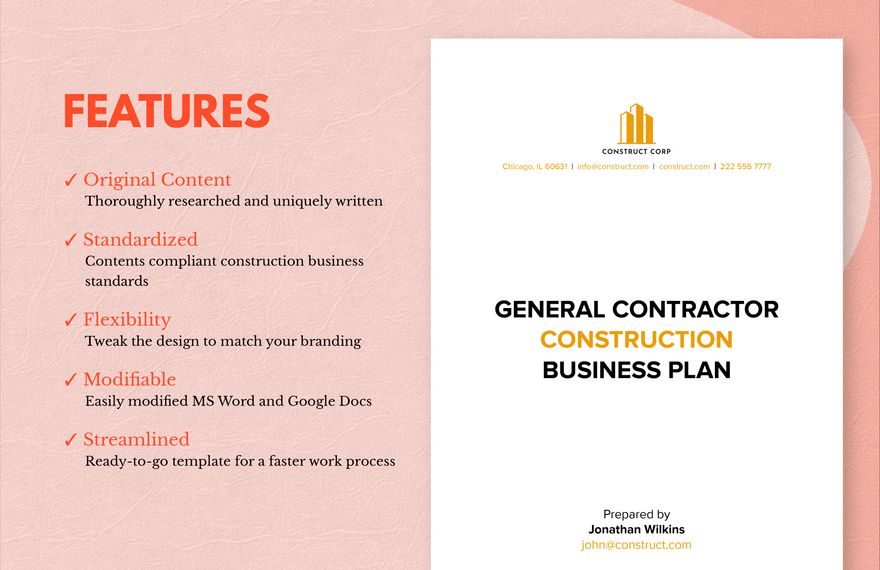General Contractor Construction Business Plan Template
