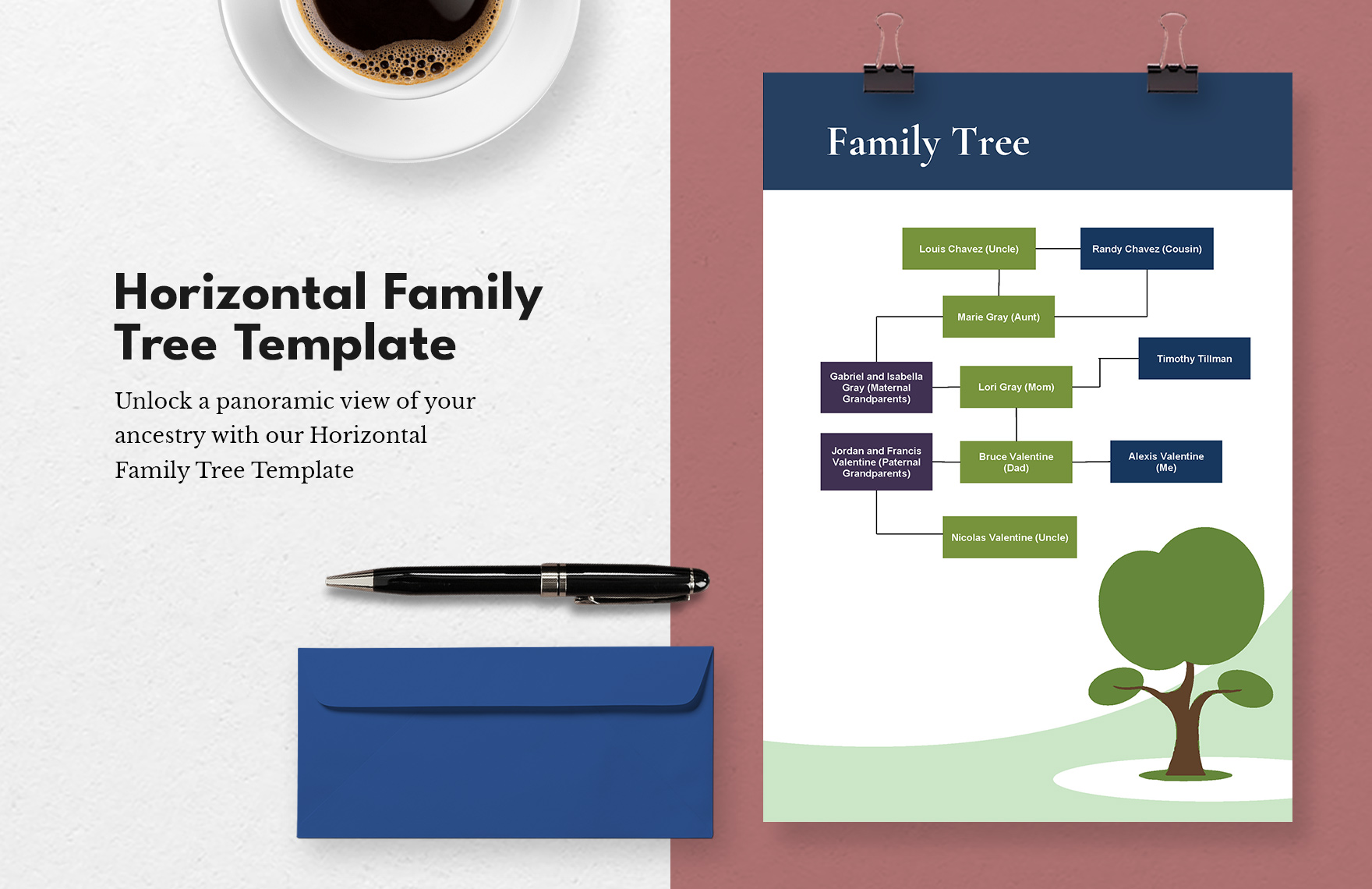 Horizontal Family Tree Template Download In Word Google Docs PDF 